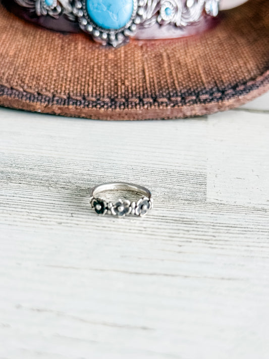 Native American Sterling Flower Cup Ring 6