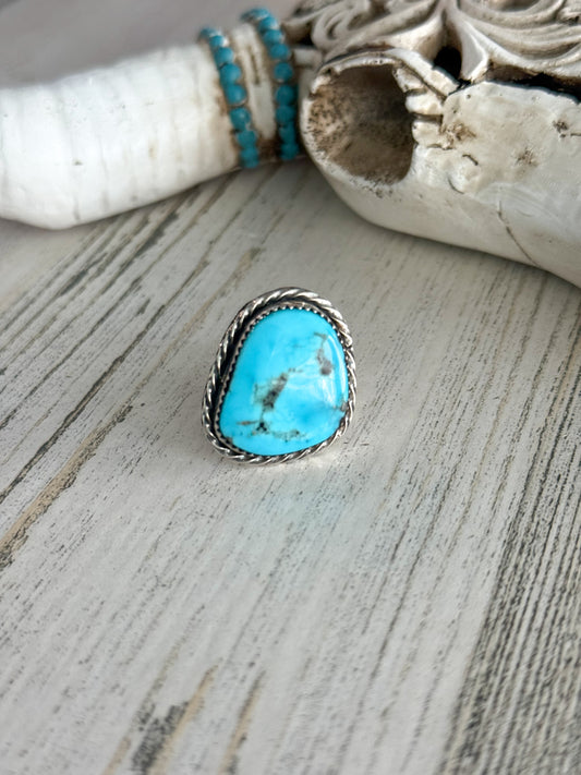 Native American Kingman Turquoise Ring 7.5
