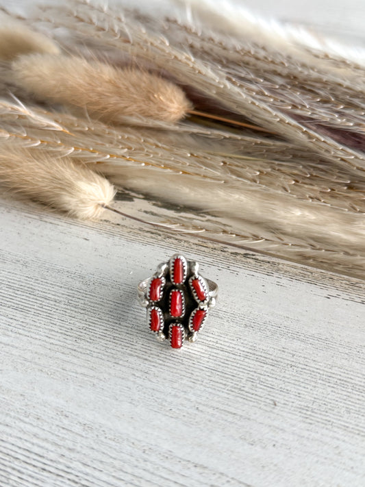 Native American Coral Ring 8