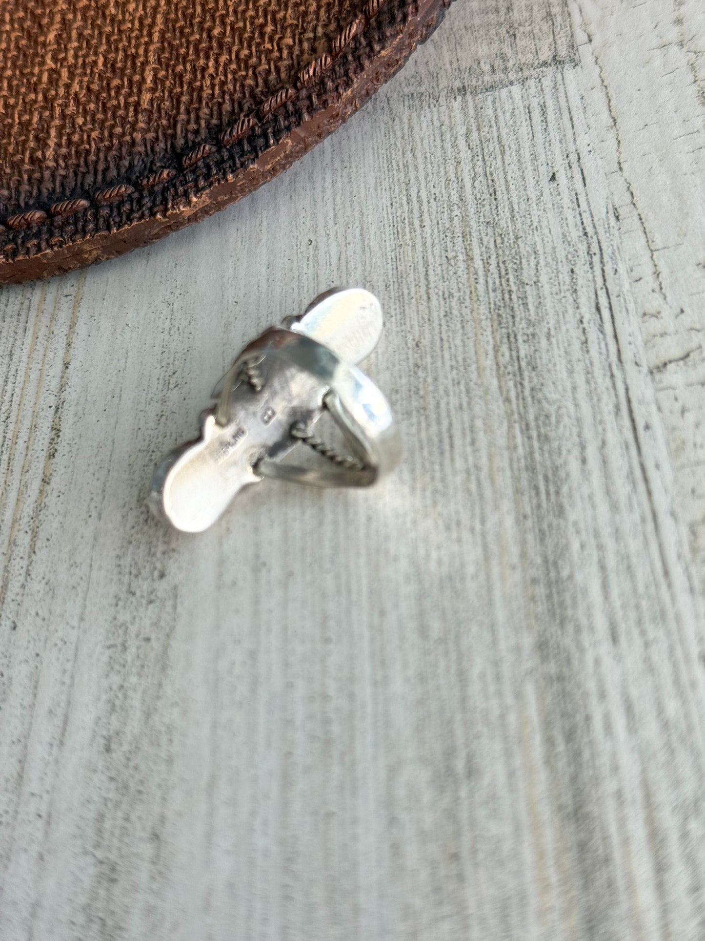 Native American Kingman & Orange Spiny Ring 8.5