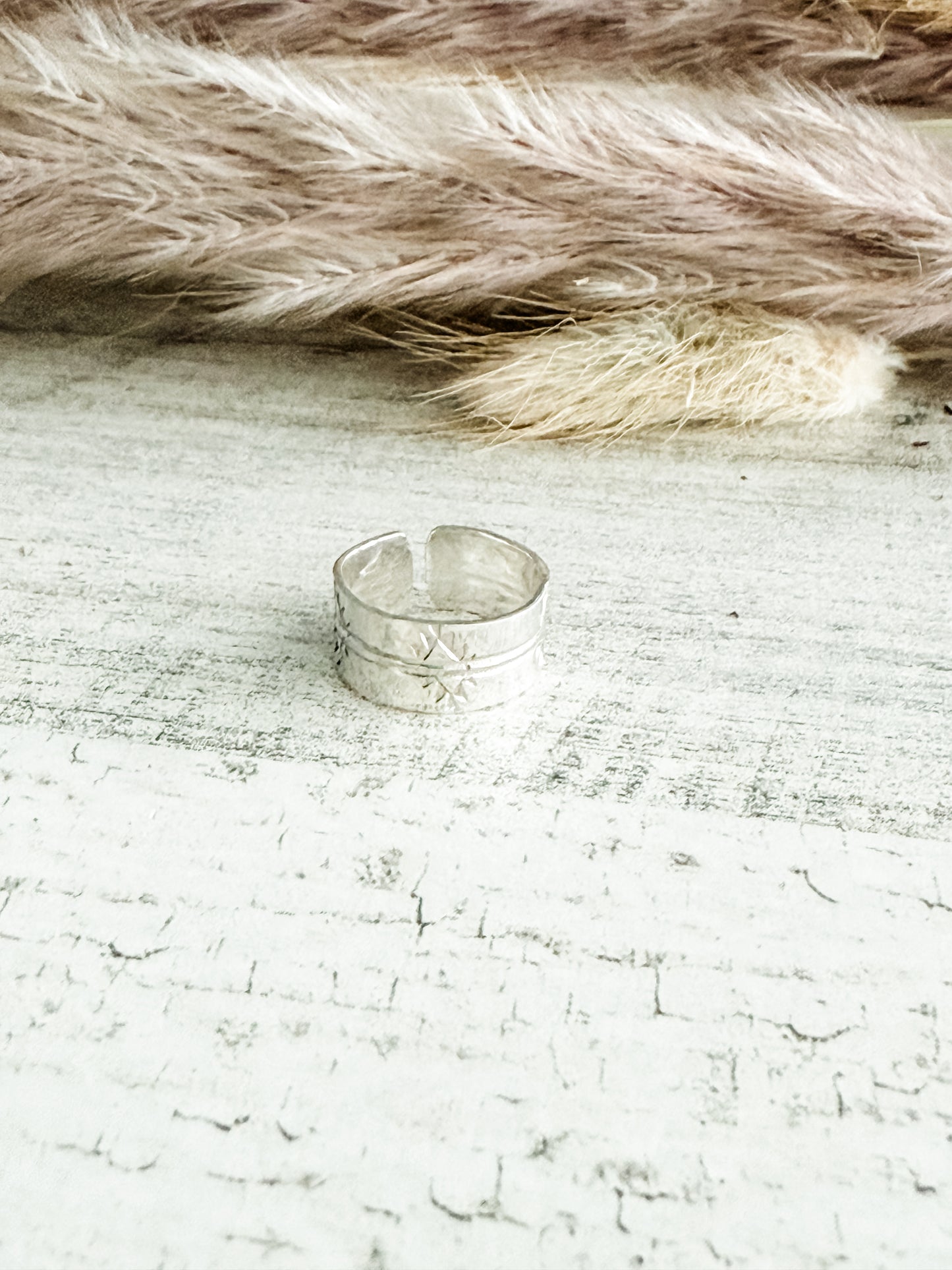 Native American Sterling Stamped Adjustable Toe/Pinky Tip Ring