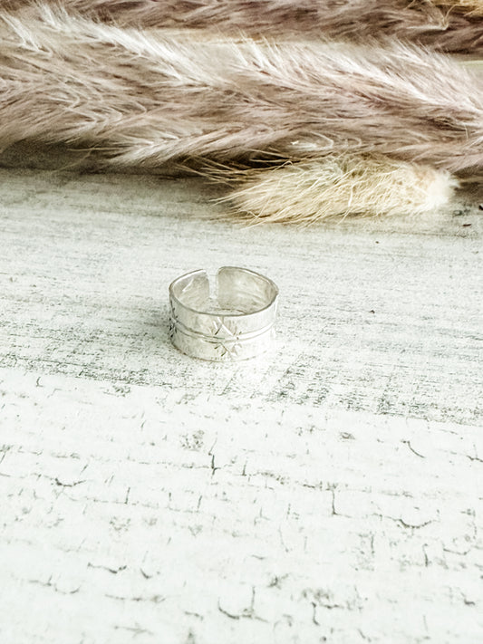 Native American Sterling Stamped Adjustable Toe/Pinky Tip Ring