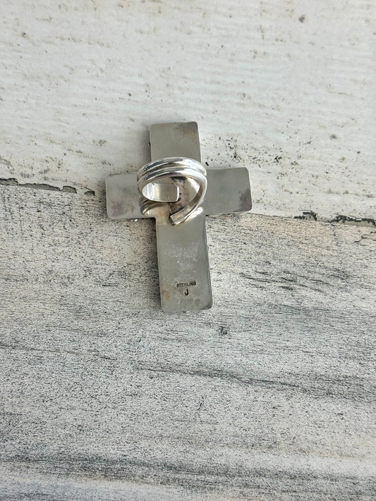 Native American Kingman Turquoise Cross Adjustable Ring