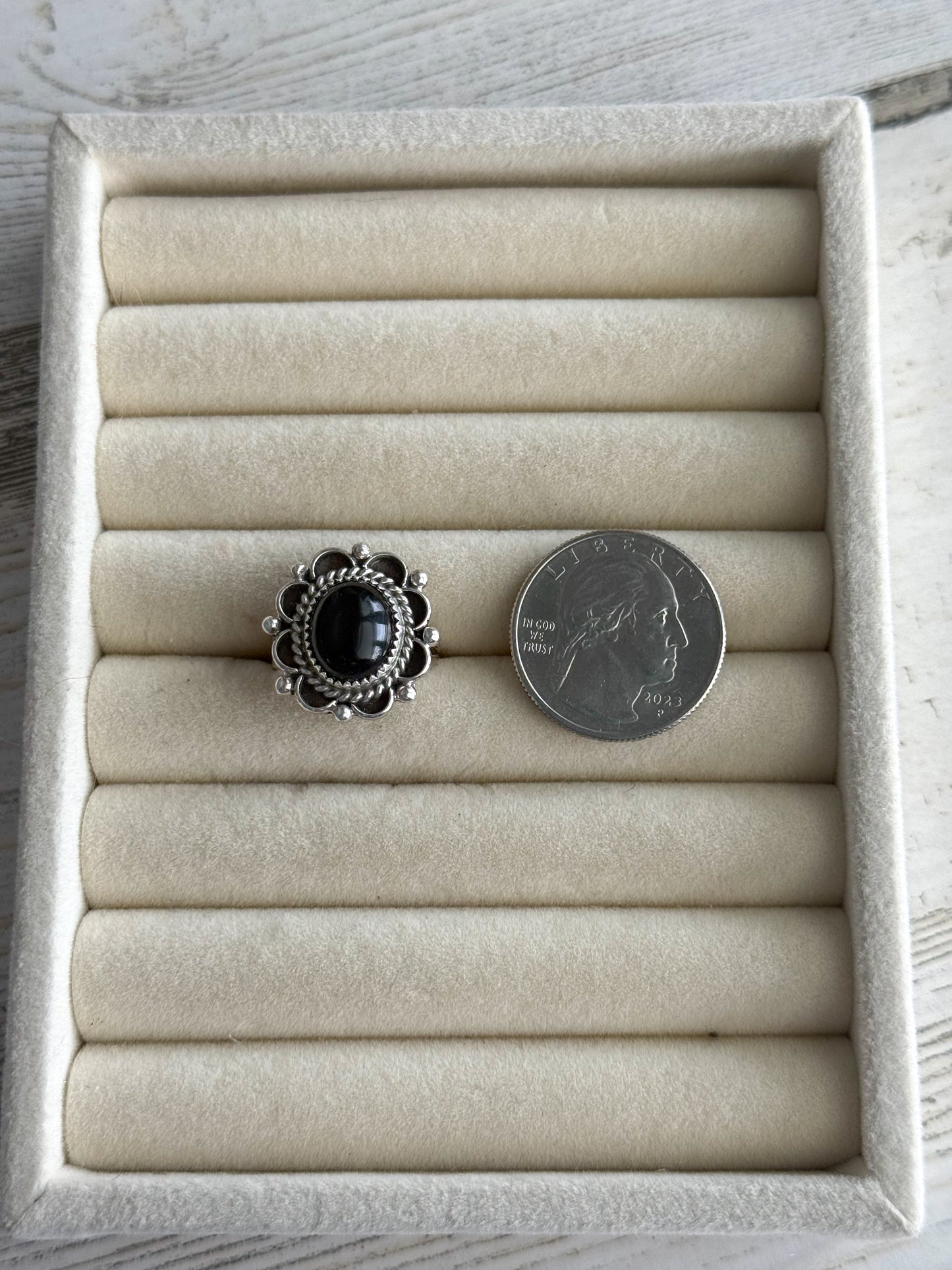 Native American Black Onyx Ring 7.5