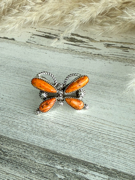 Native American Orange Spiny Butterfly Ring 9