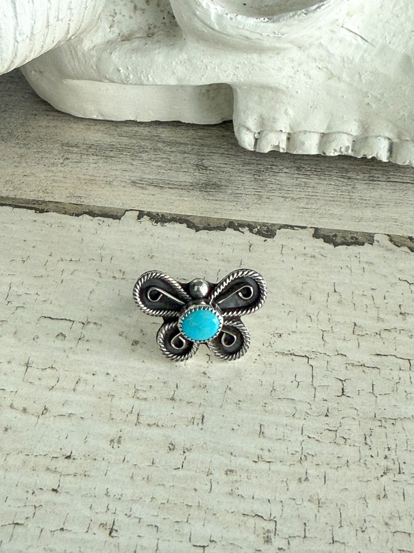 Native American Butterfly Turquoise Ring 8