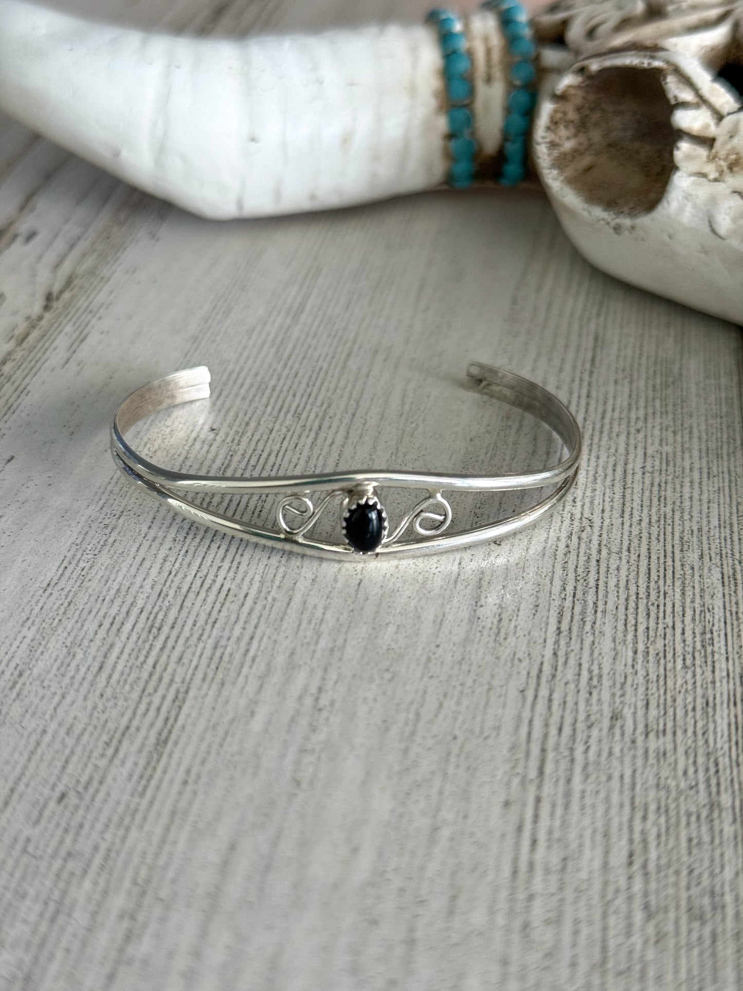 Native American Black Onyx Cuff 6.25"