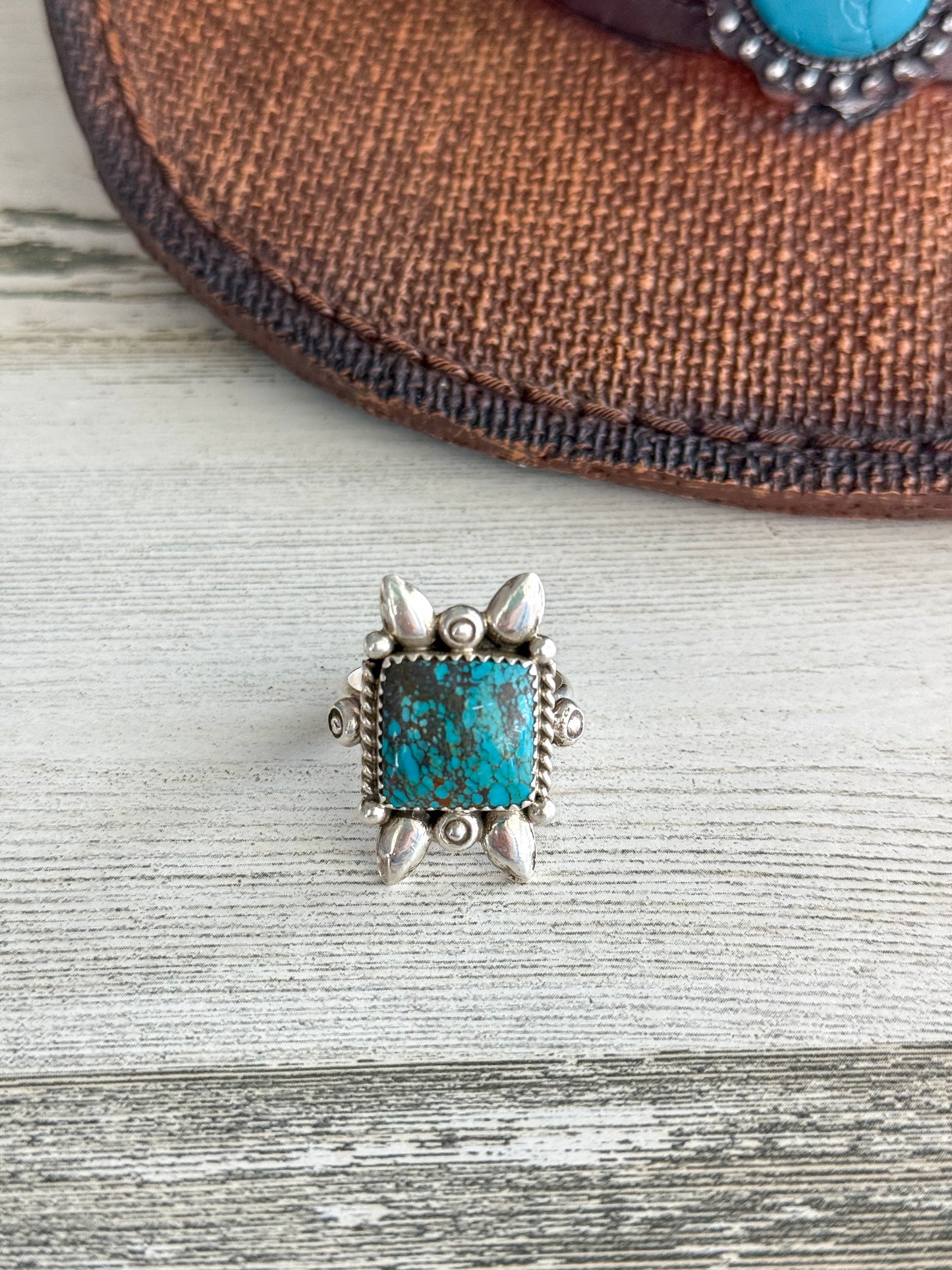 Native American Kingman Square Ring 9.5