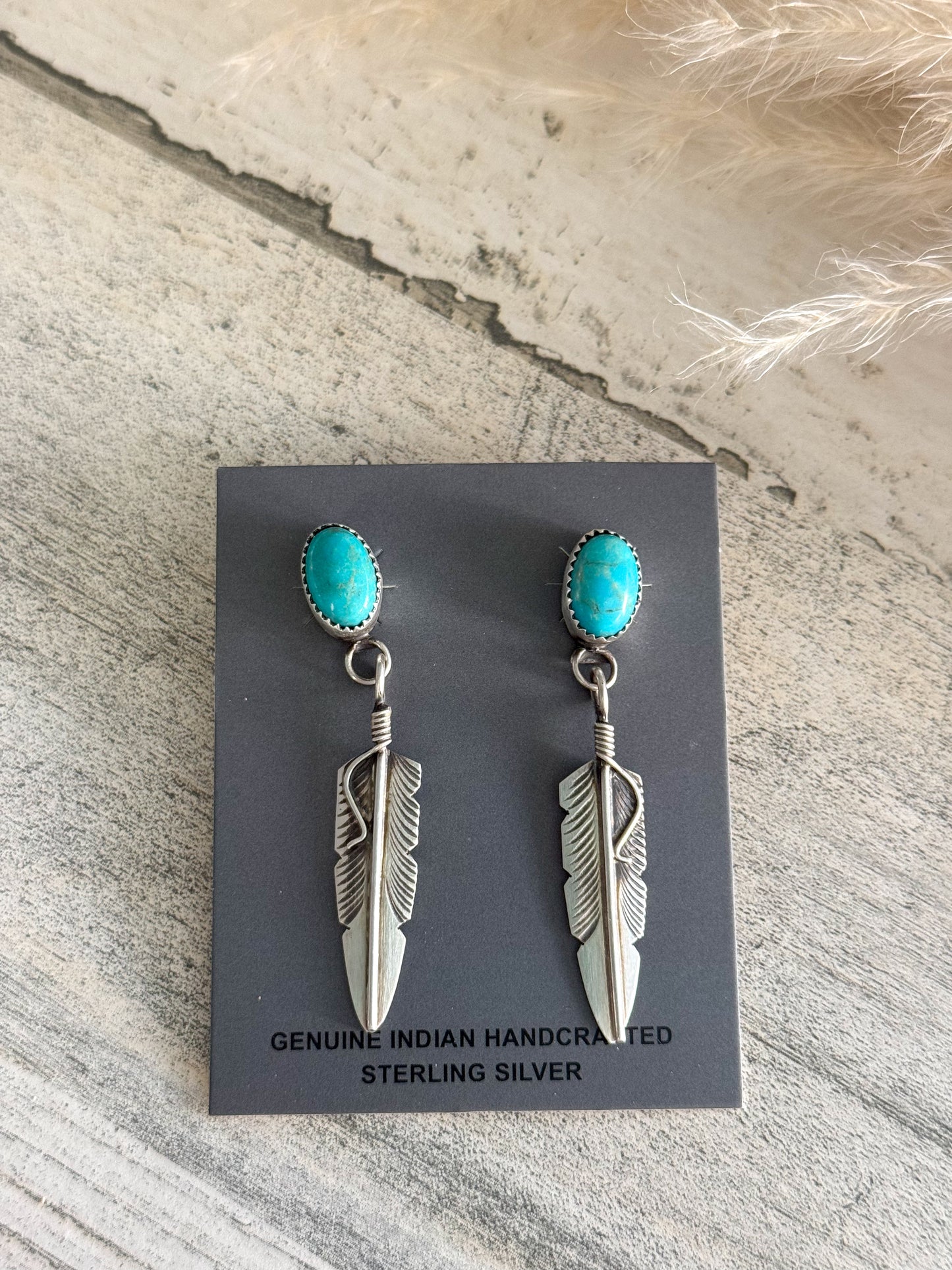 Native American Sterling Sonoran Feather Earrings