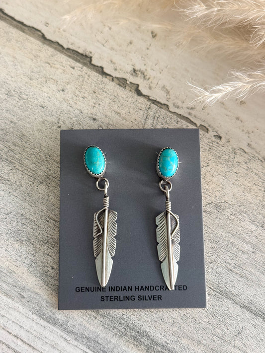 Native American Sterling Sonoran Feather Earrings