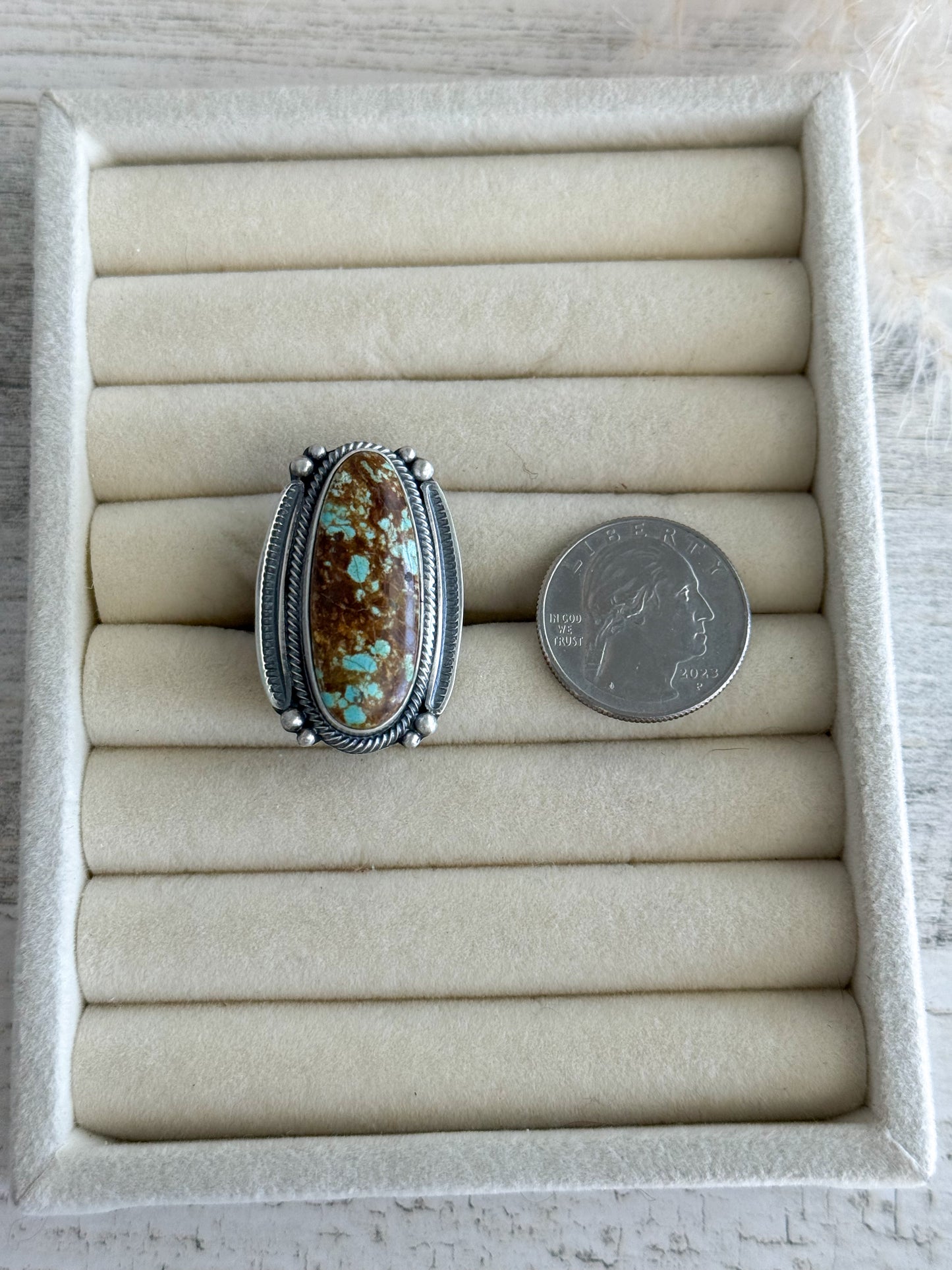 Native American #8 Turquoise Ring 6.5