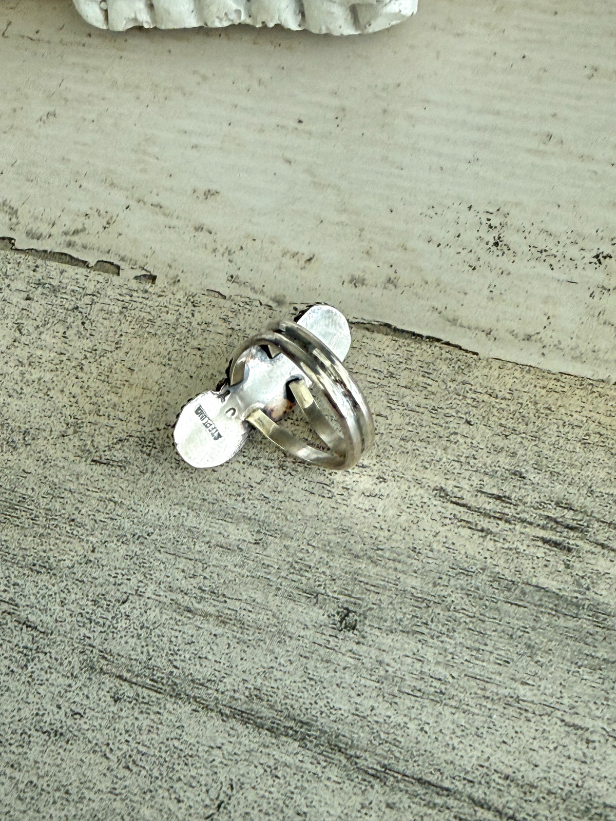 Native American 3 Turquoise Stone Ring 8.5