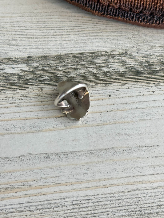 Native American Orange Spiny Leaf Ring 6