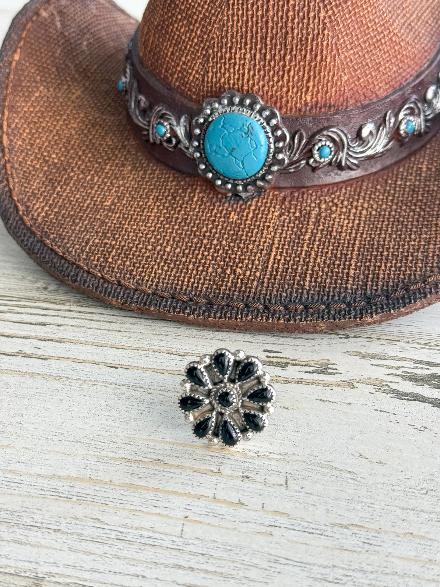 Native American Black Onyx Adjustable Ring