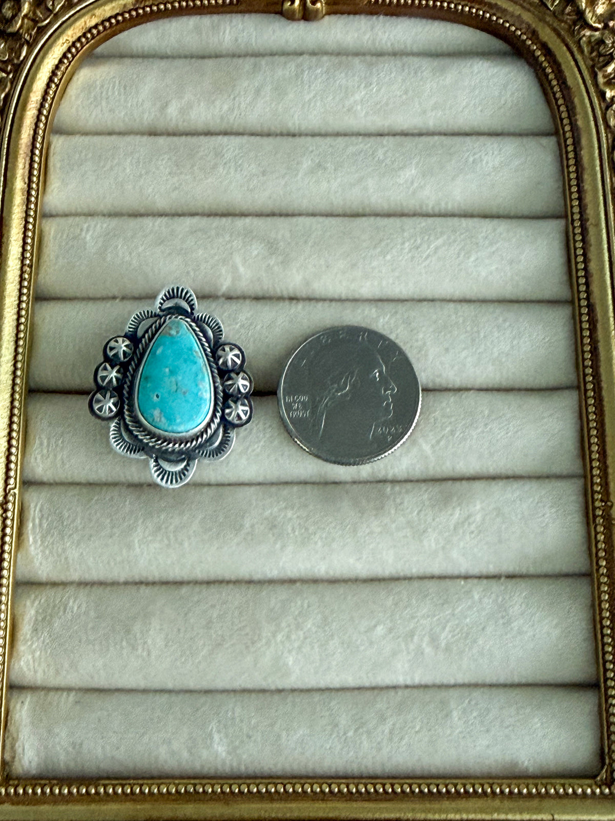Native American Fox Turquoise Ring 5.5