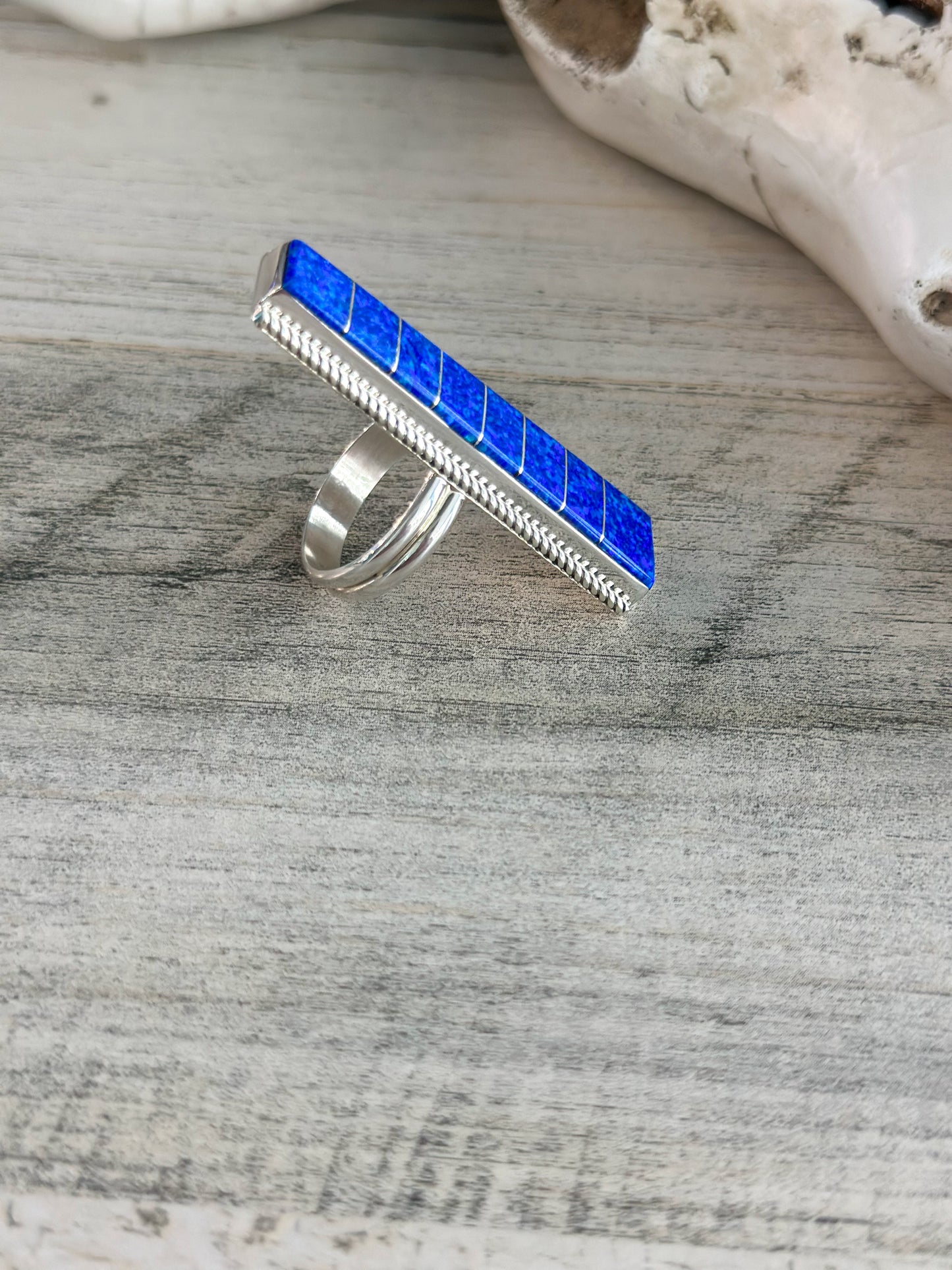Native Made Blue Opal Ring 9