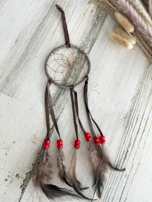Native American 3" Dreamcatcher Gray/Brown