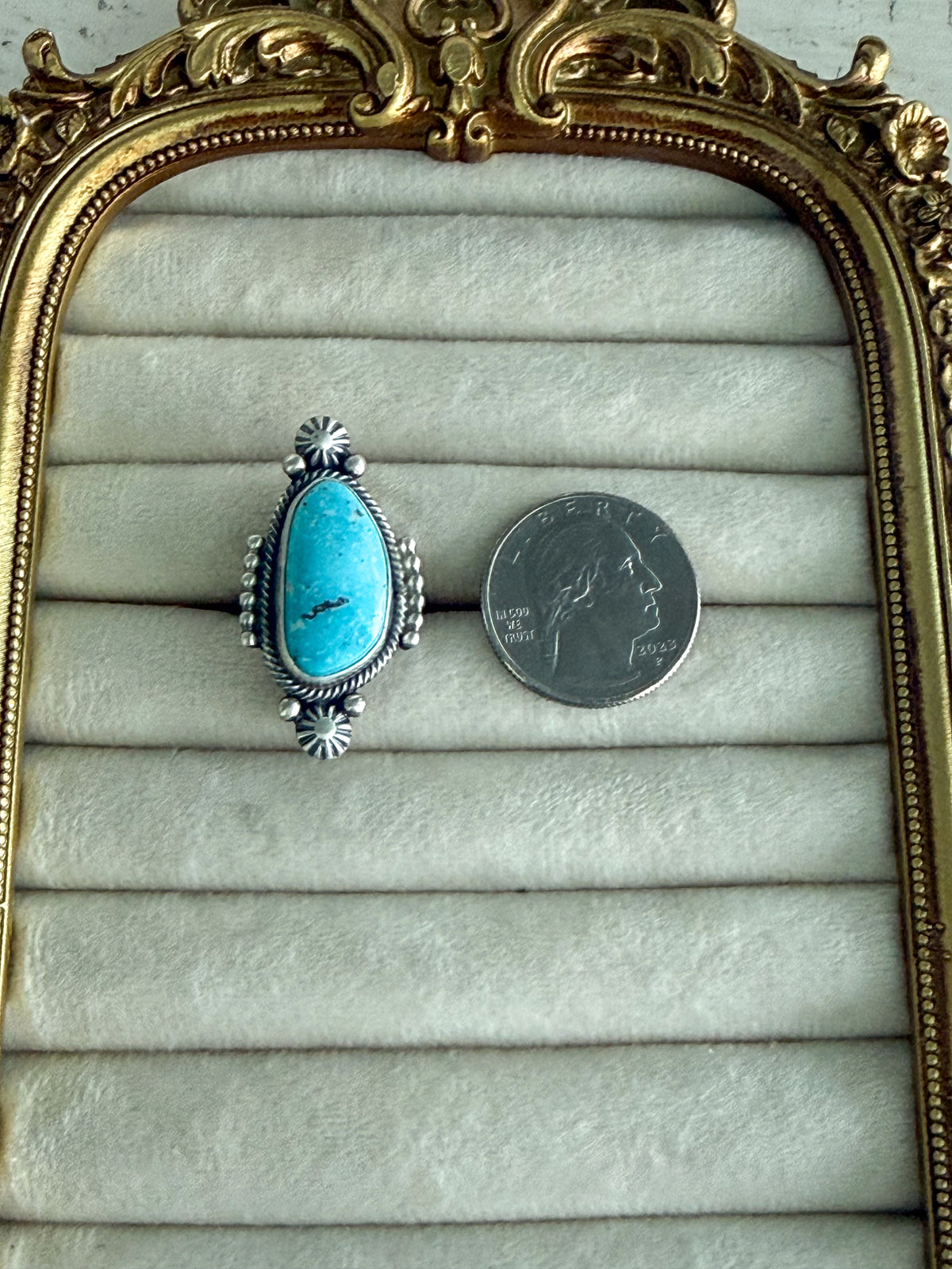 Native American Fox Turquoise Ring 6