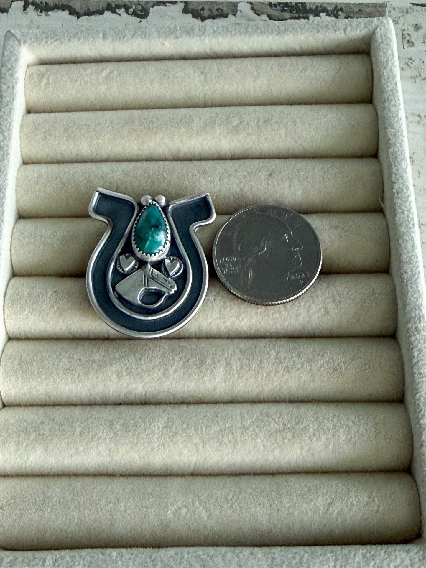 Native American Turquoise Horseshoe Ring 7