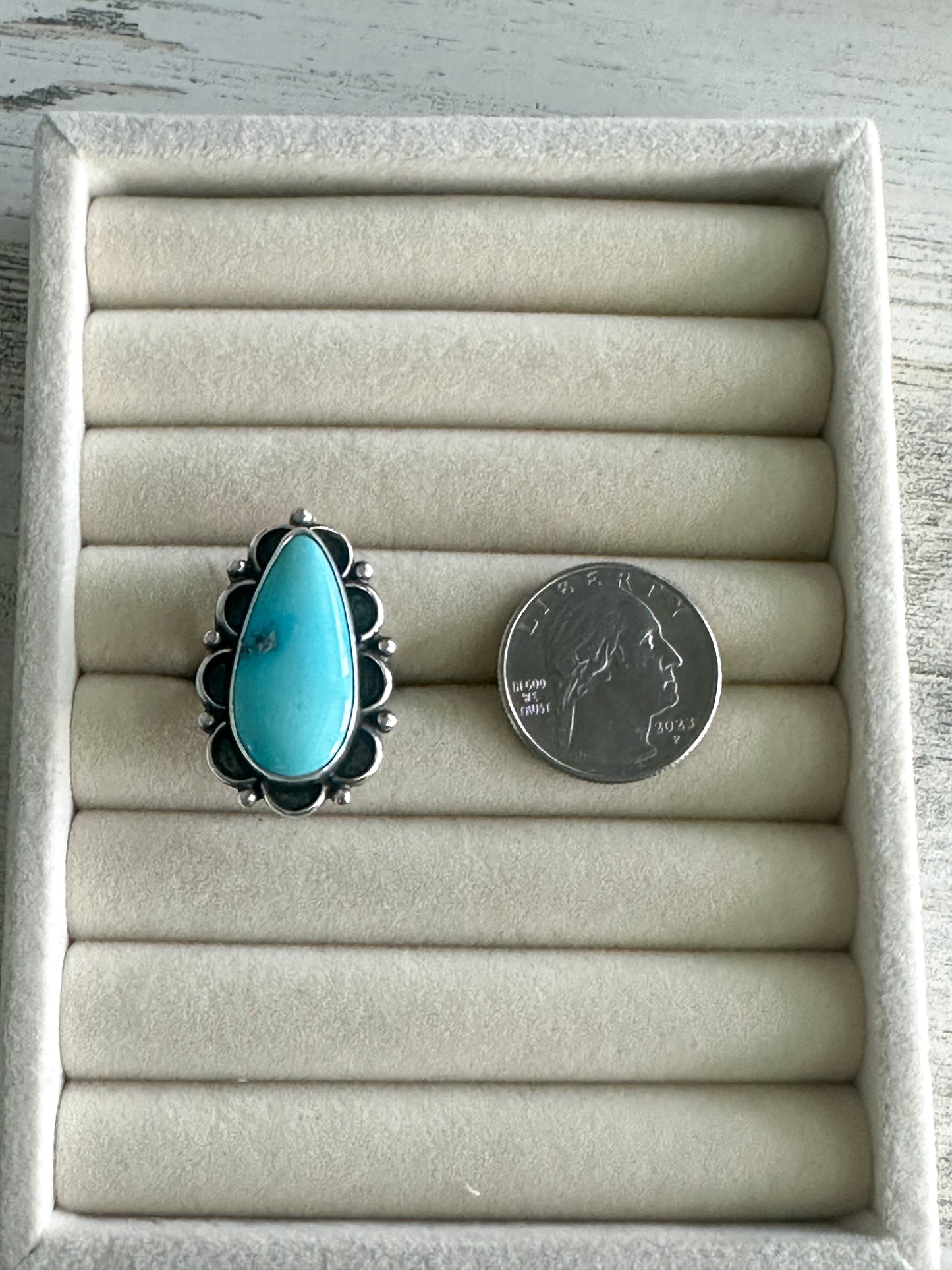 Native Made Blue Emerald Valley Turquoise Ring 9.5