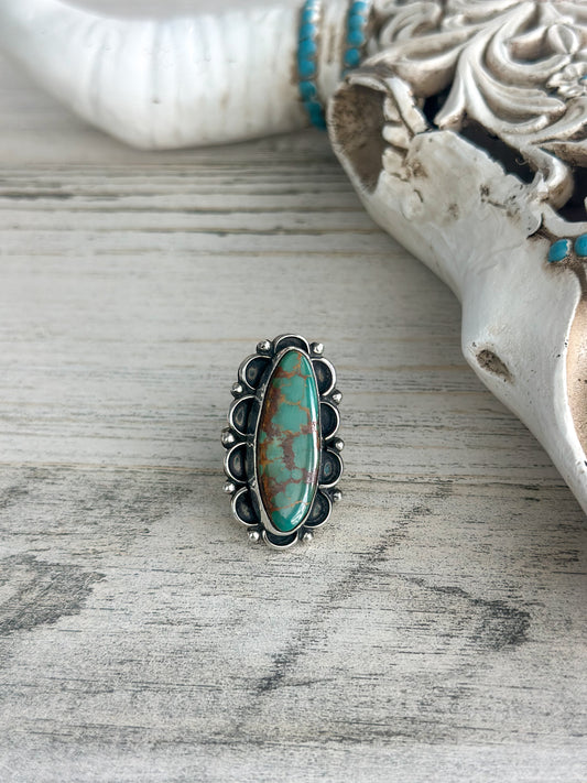 Native Made Deep Green Emerald Valley Turquoise Ring 6