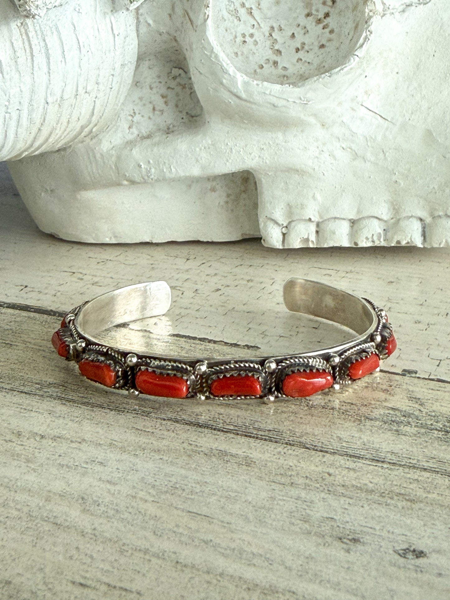 Native American Coral Cuff 6.5”