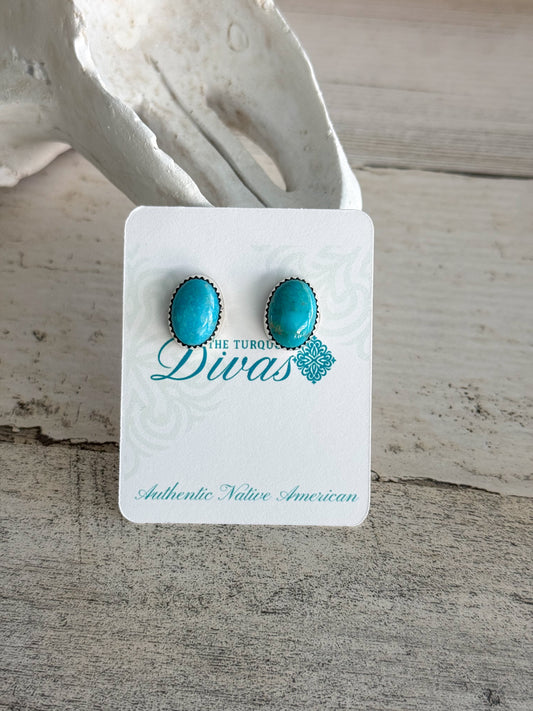 Native American Sonoran Turquoise Stud Earrings