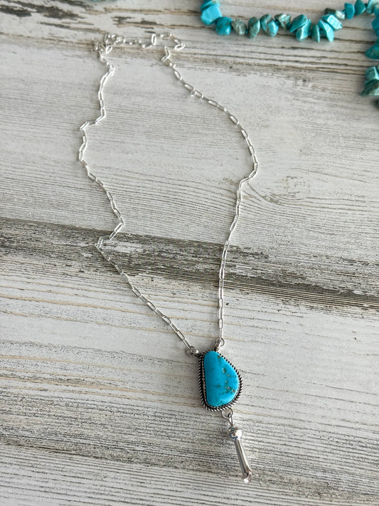 Native American Turquoise Blossom Necklace 20"