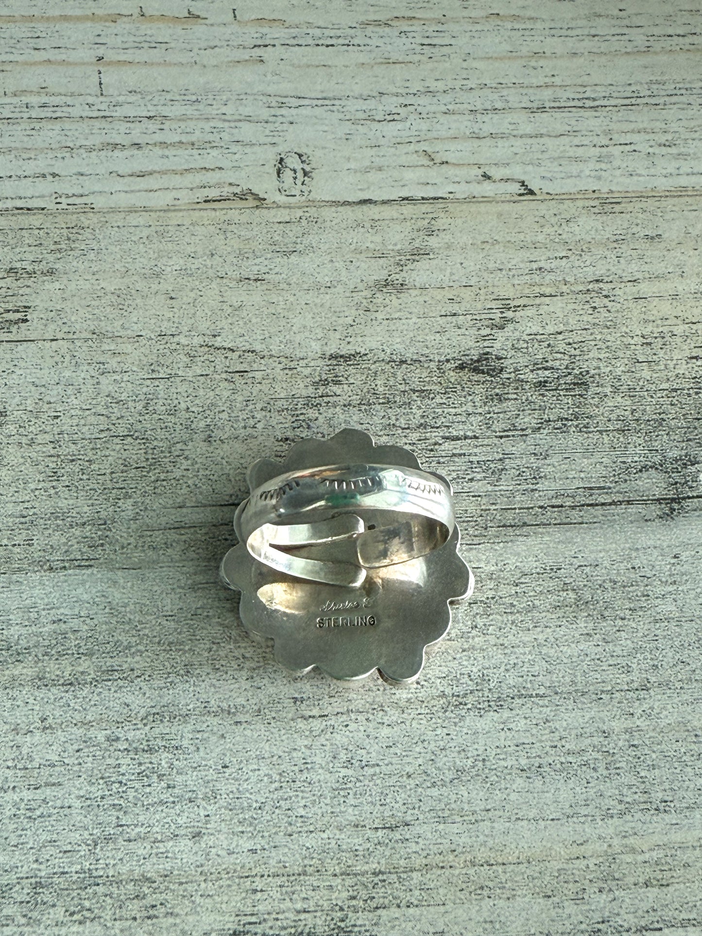 Native American Made Turquoise & Spiny Adjustable Ring