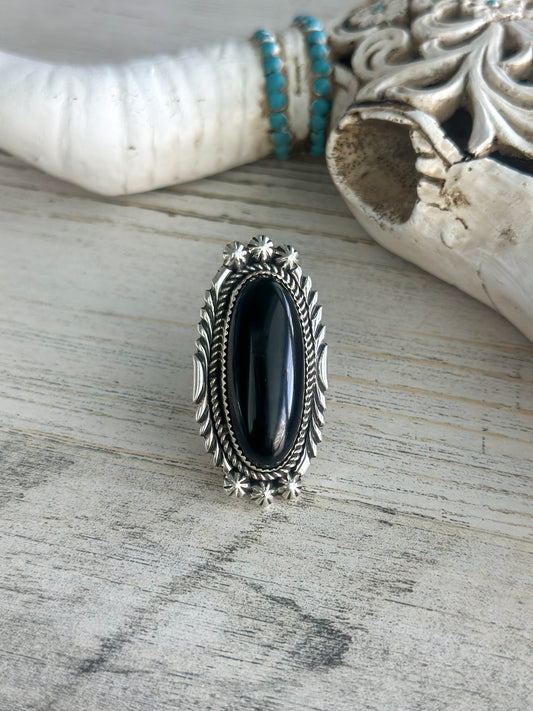 Native Made Black Onyx Ring Size 9.25