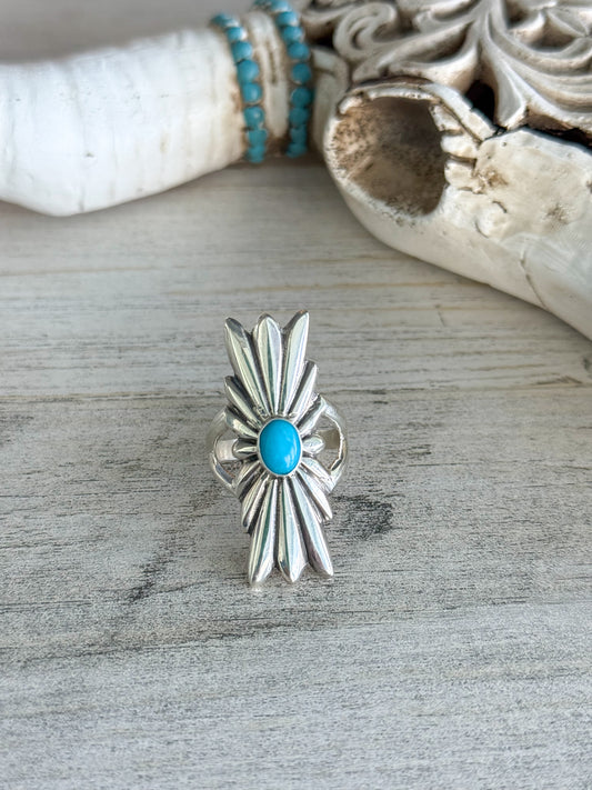 Native American Sterling & Turquoise Ring 9