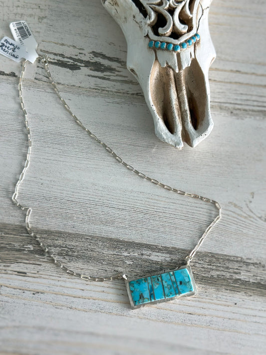Native Made Sleeping Beauty Sterling Silver Necklace 18"