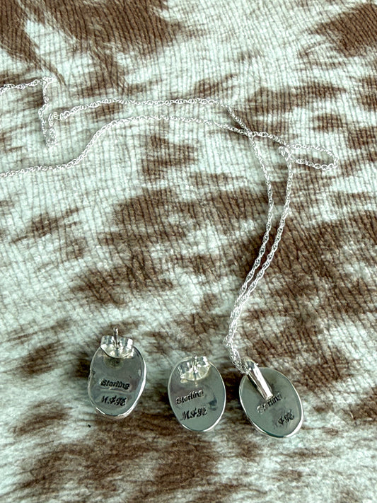 Native American Sonoran Gem Necklace & Earring Set 8