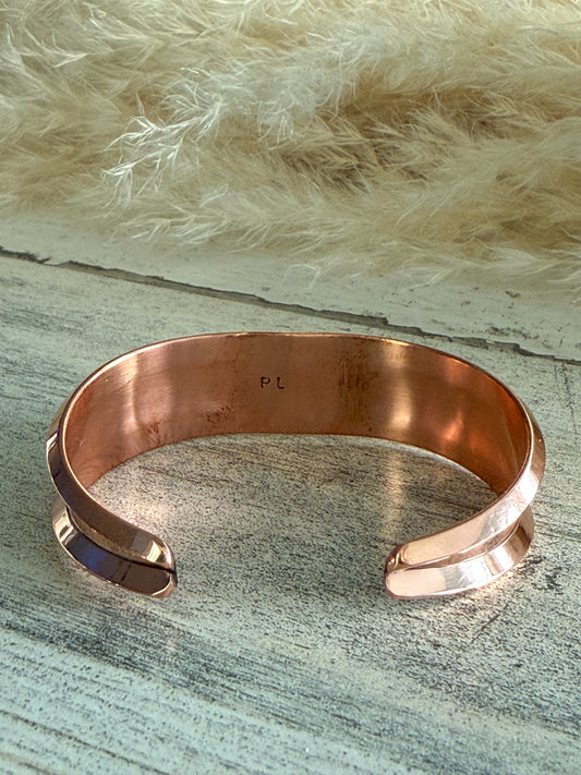 Native American Copper Turquoise & Coral Cuff 6.5"