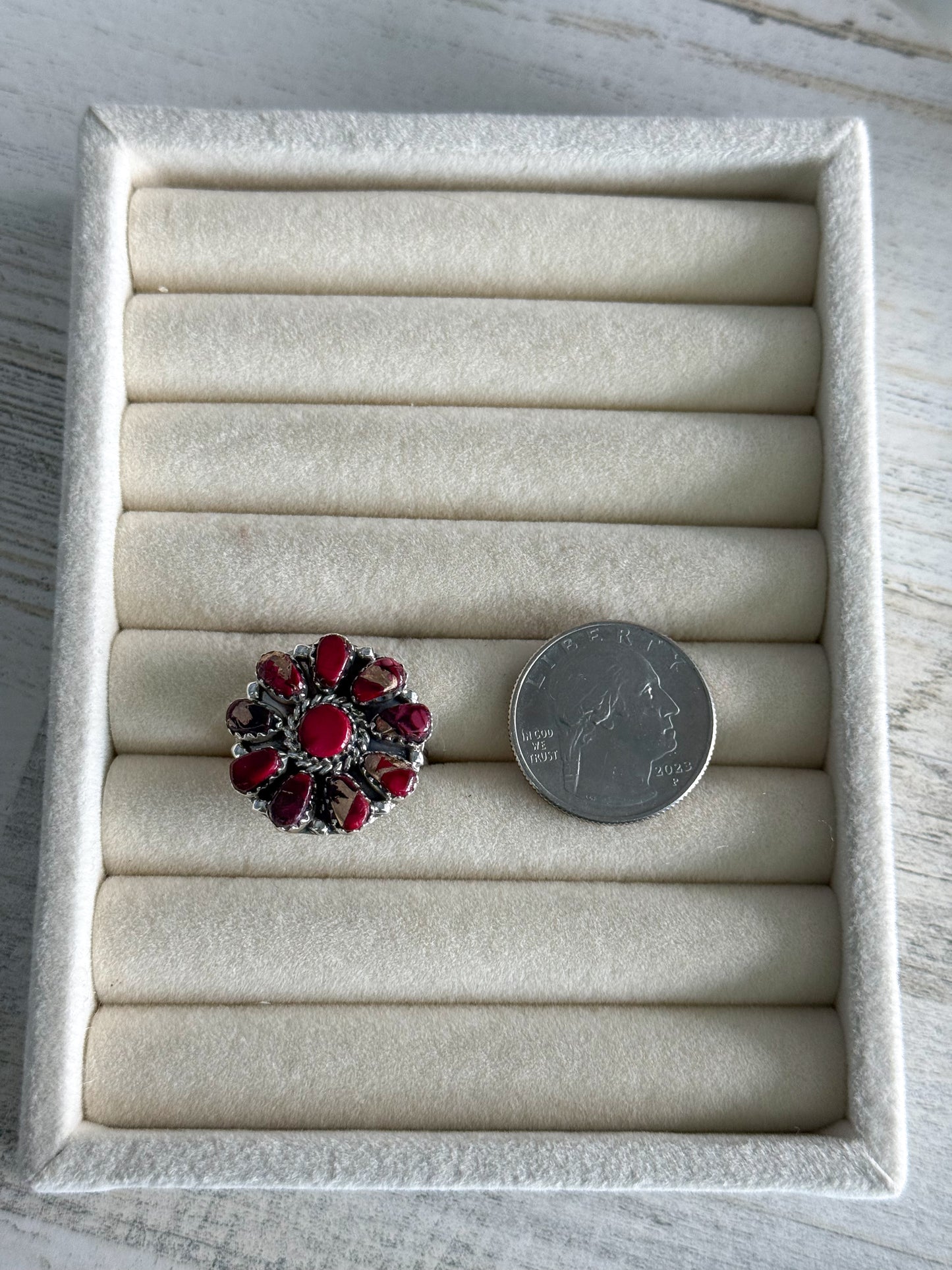 Native Made Dyed Rose Dahlia Rings 9