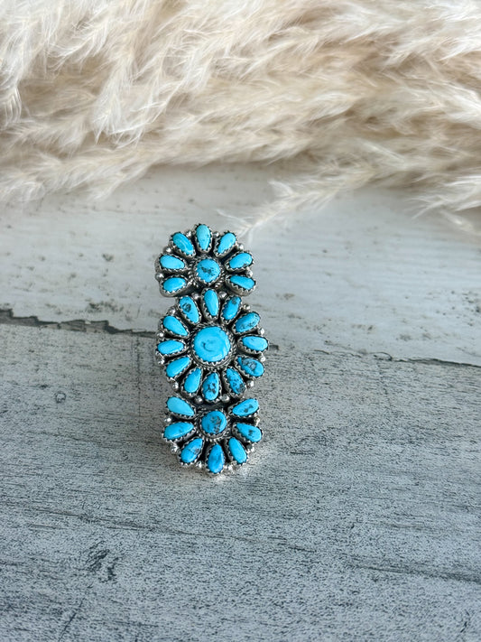 Native American Turquoise Cluster Ring 8