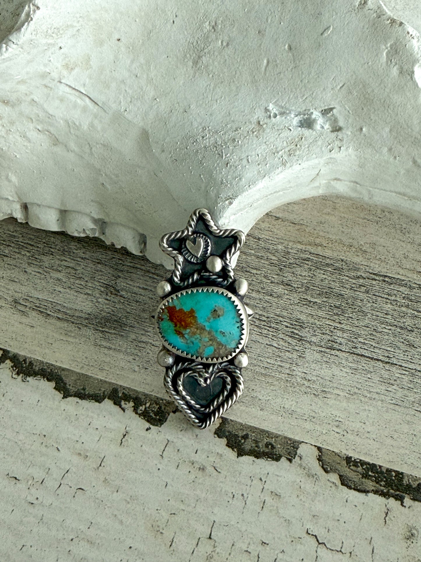 Native American Heart & Star Ring 9