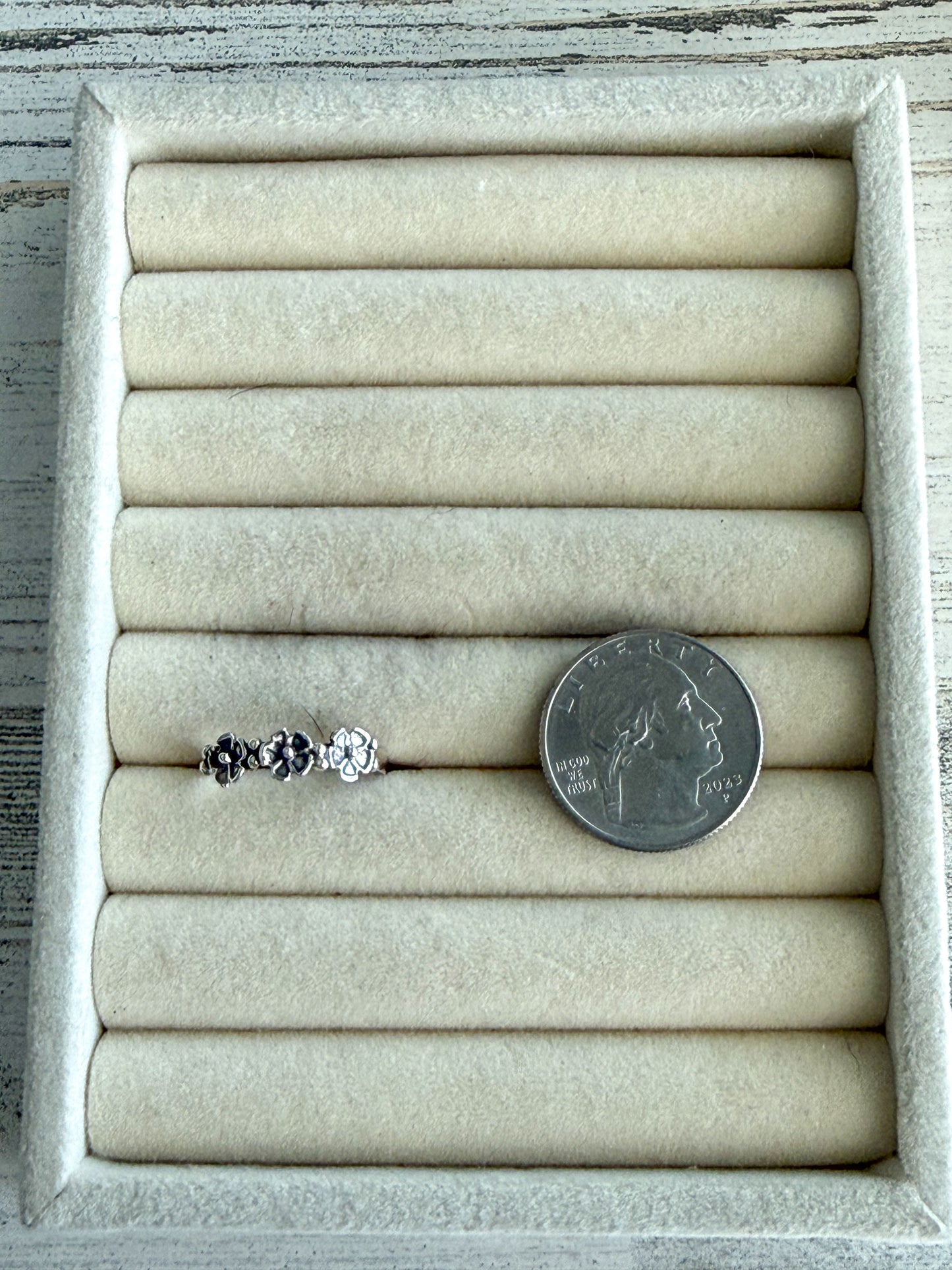 Native American Sterling Flower Cup Ring 8
