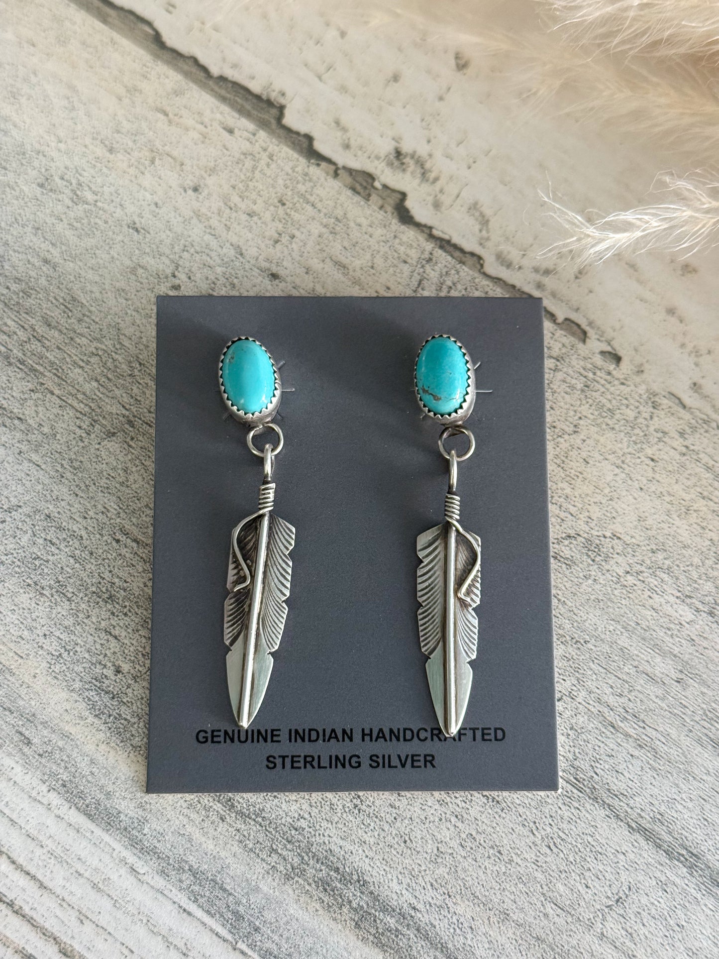 Native American Sterling Sonoran Feather Earrings