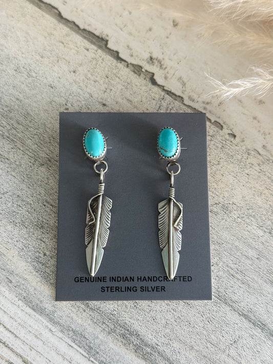 Native American Sterling Sonoran Feather Earrings