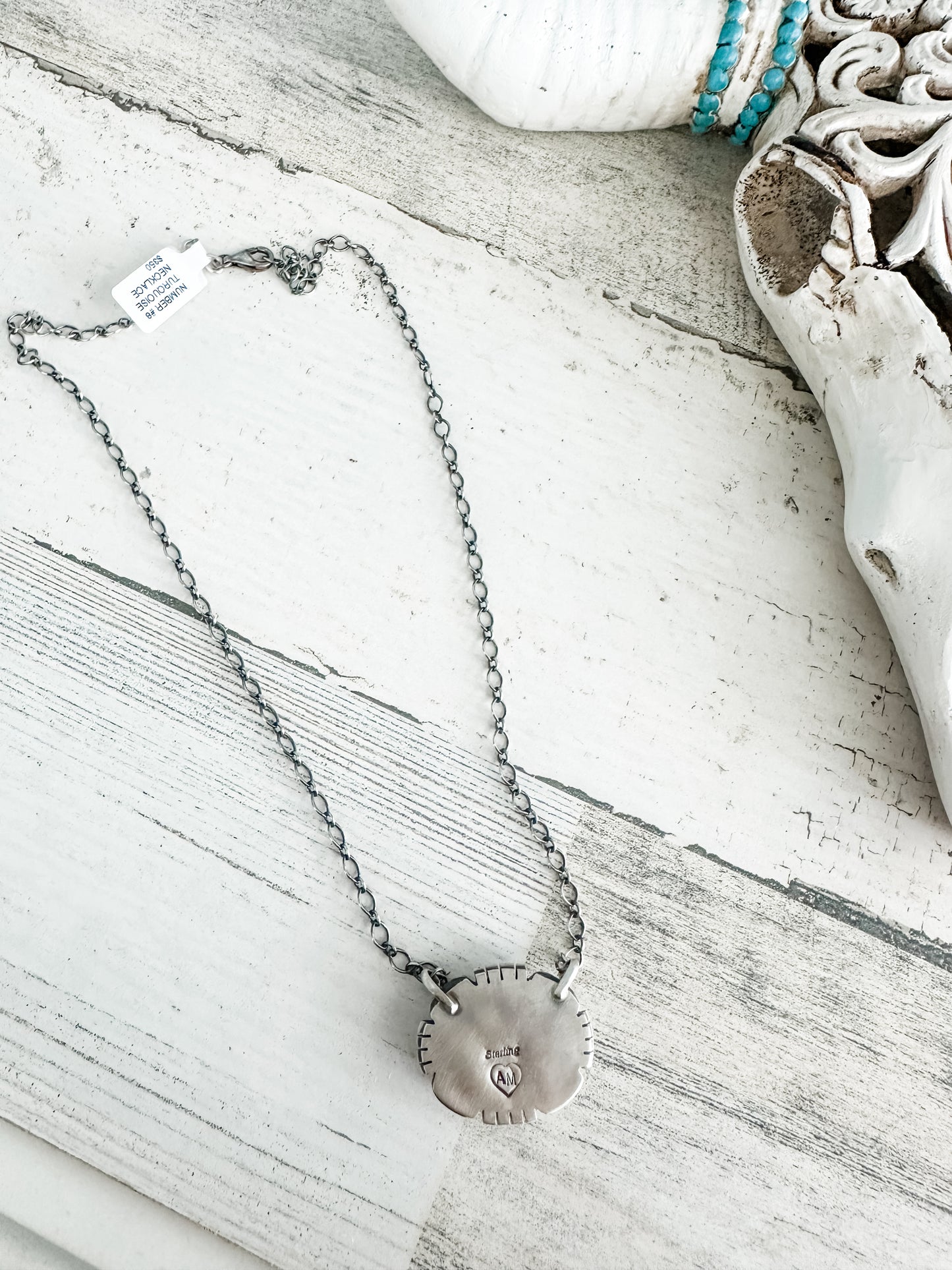 Native Made #8 Sterling Silver Necklace 18"
