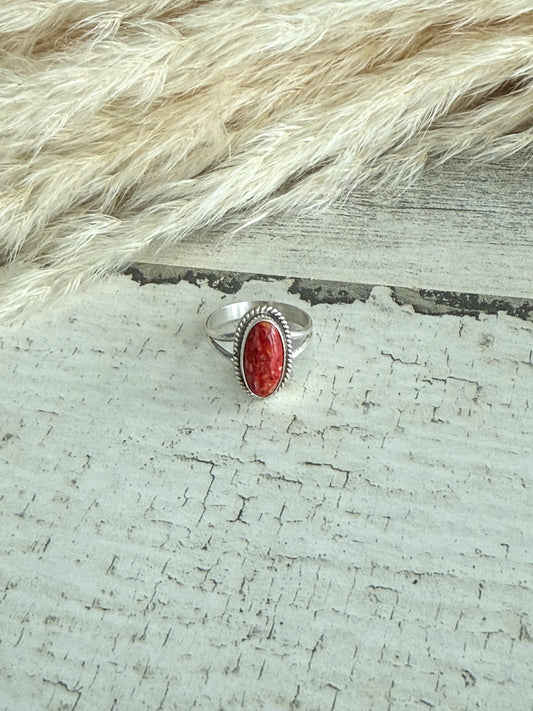 Native American Red Spiny Ring 7.5