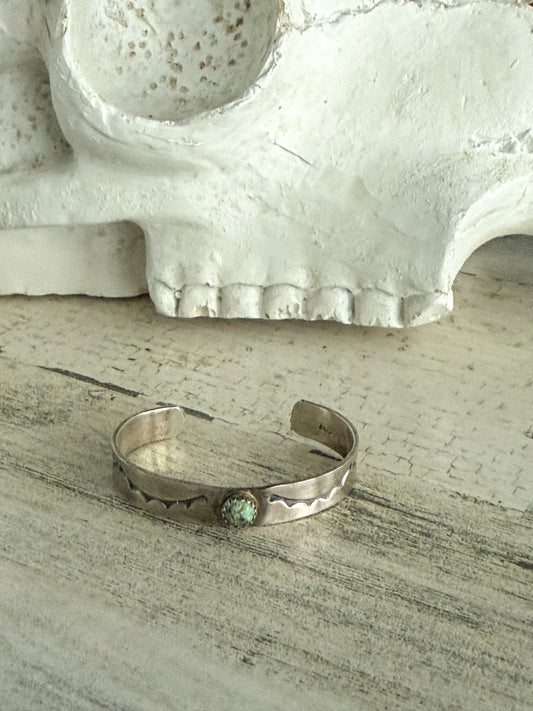 Native American Stamped Turquoise Baby Cuff 4"