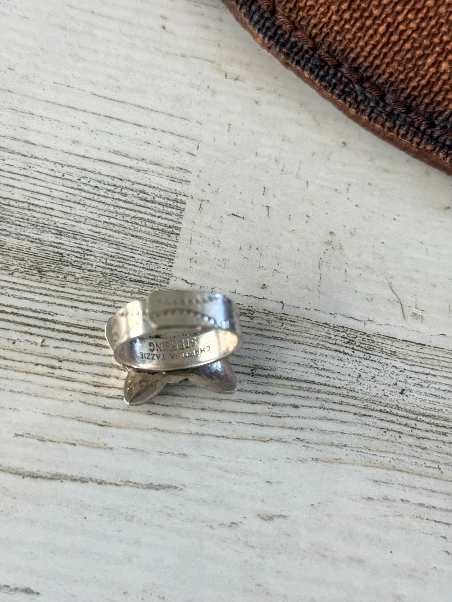 Native American Sterling Butterfly Turquoise Adjustable Ring