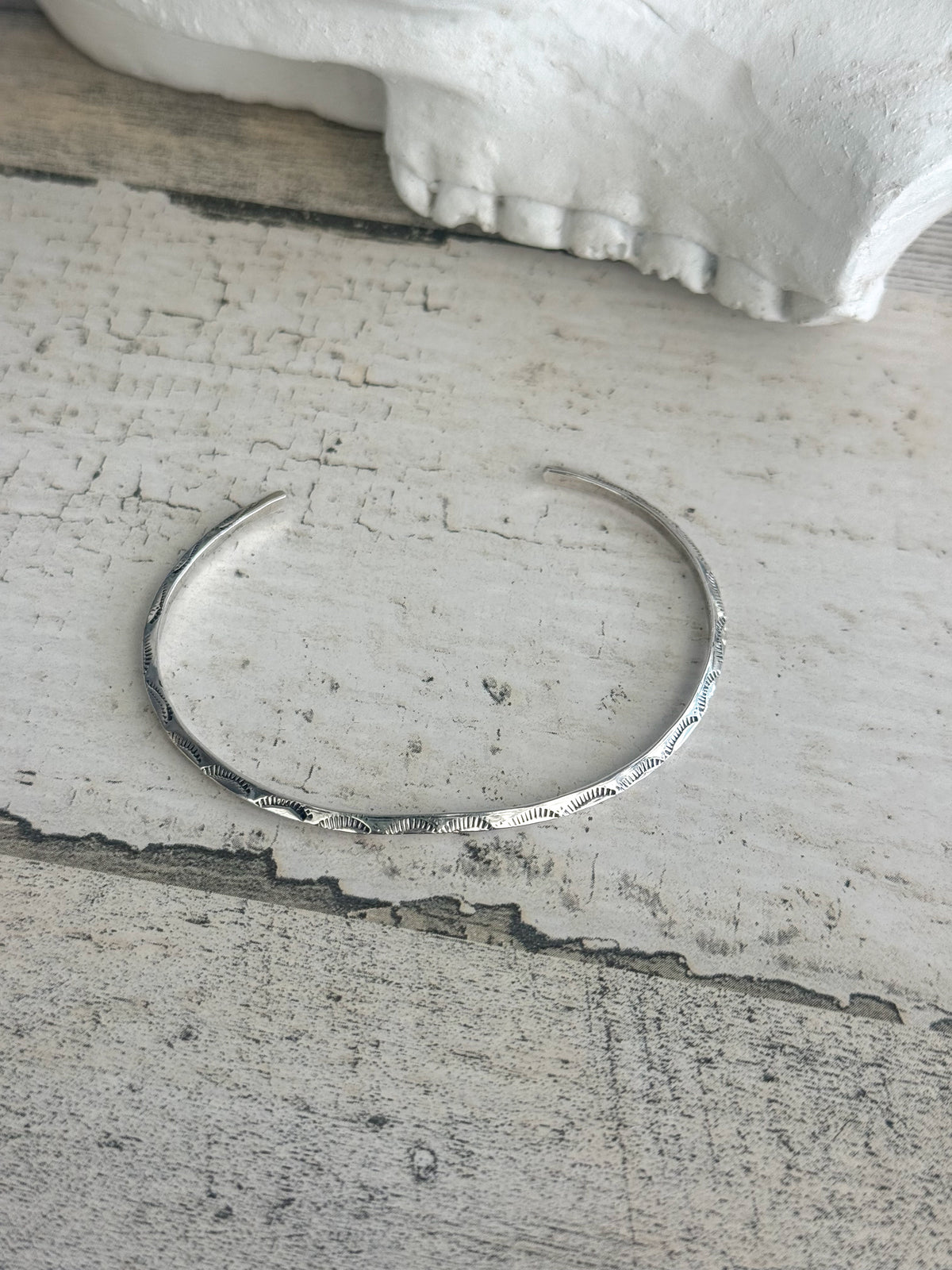 Native American Stamped Sterling Silver Cuff 6.5”