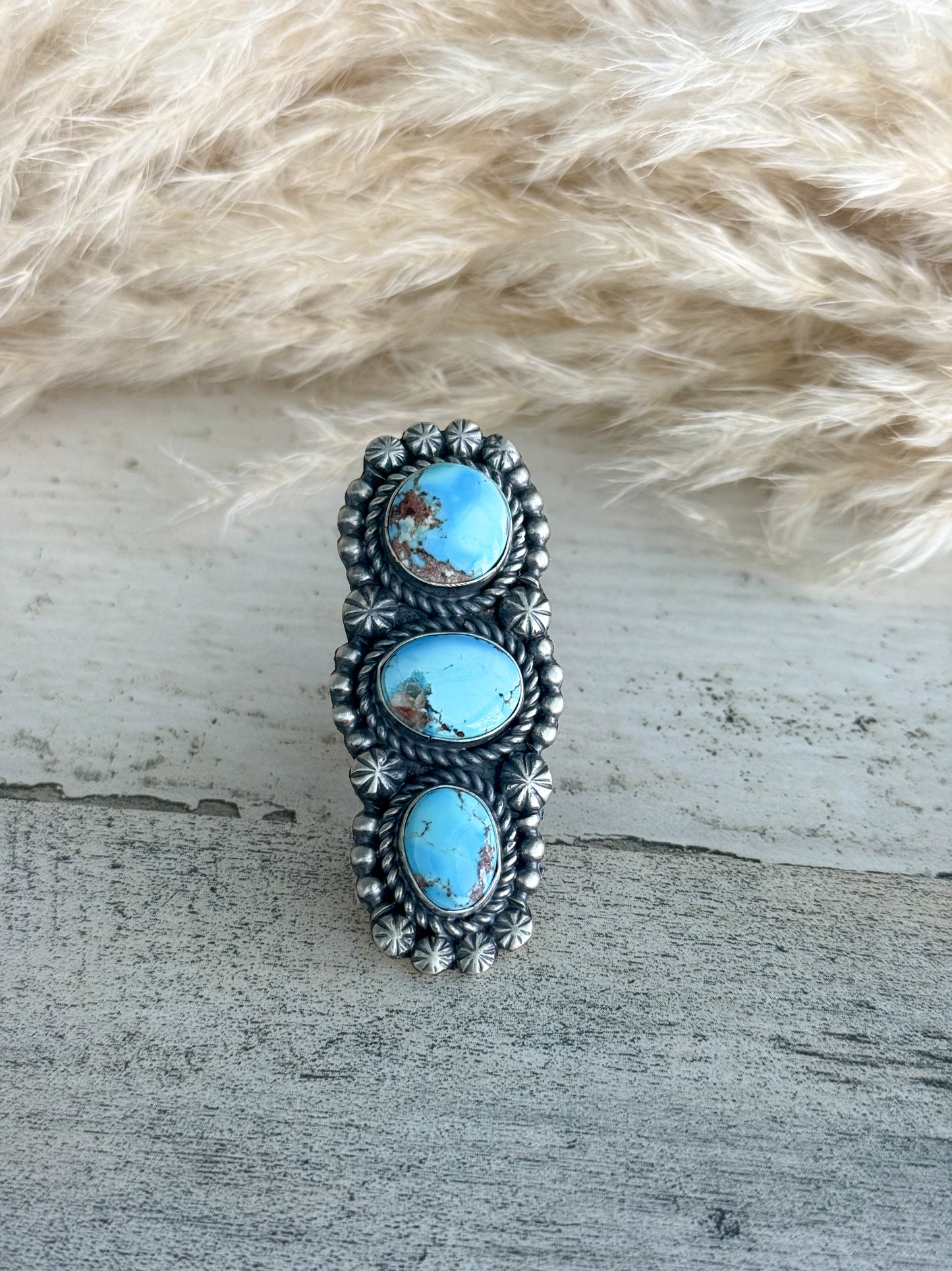 Native American Golden Hills Turquoise Ring 7.5