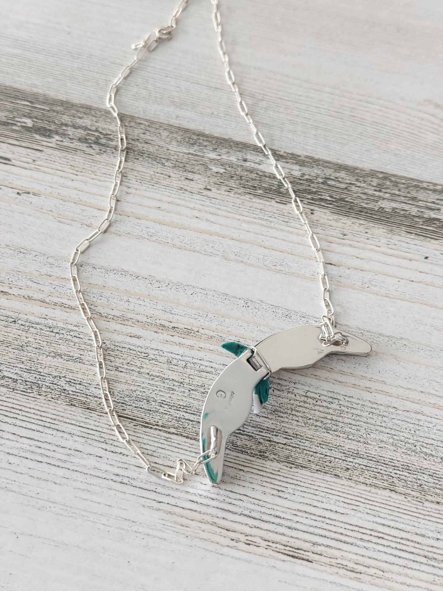 Native American Turquoise Carved Eagle Necklace 18"