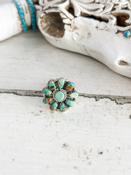 Native Made Turquoise Cluster Ring 8