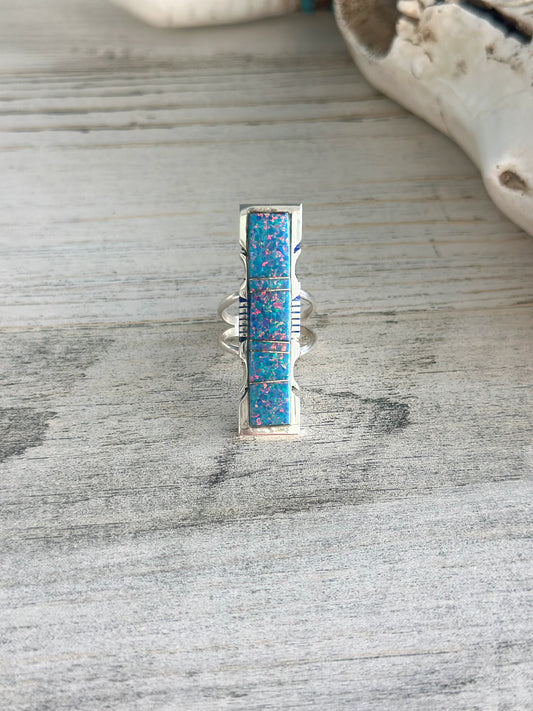 Native Made Cotton Candy Blue Ring 8