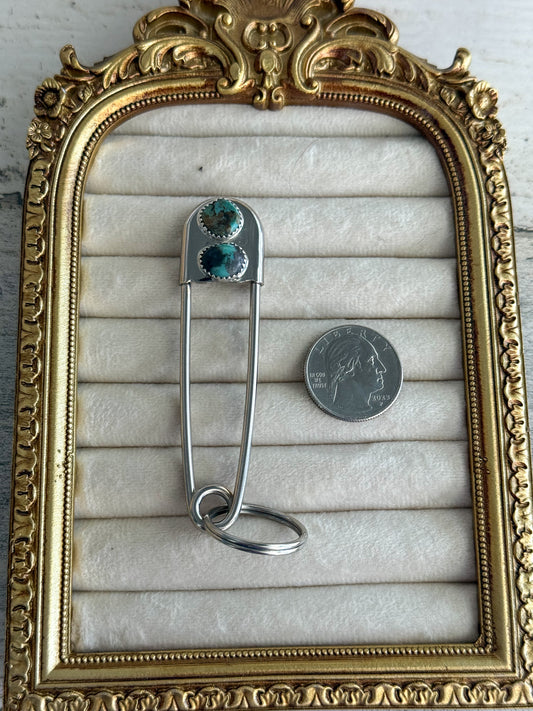 Native American Turquoise Safety Pin Keychain